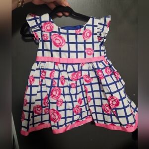 Youngland Pink Rose and Blue Checkered Dress